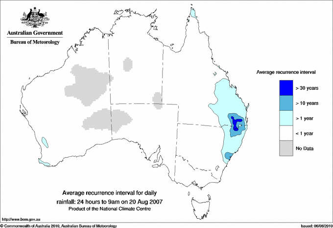 Australian daily rainfall average recurrence interval maps