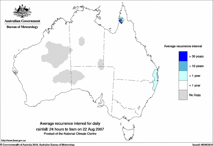 Australian daily rainfall average recurrence interval maps