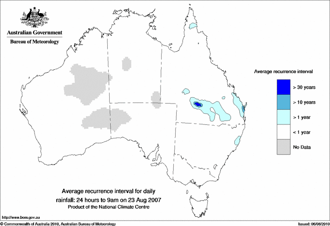 Australian daily rainfall average recurrence interval maps