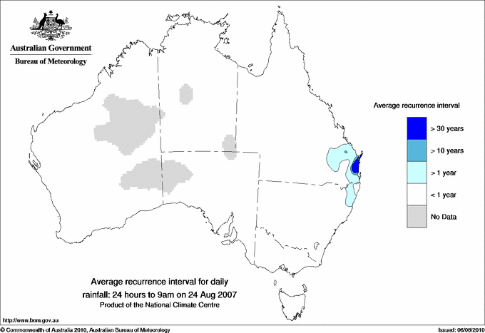 Australian daily rainfall average recurrence interval maps