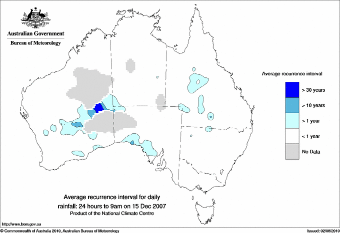 Australian daily rainfall average recurrence interval maps