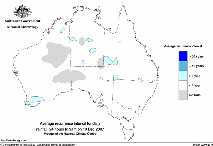 Australian daily rainfall average recurrence interval maps