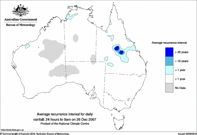 Australian daily rainfall average recurrence interval maps