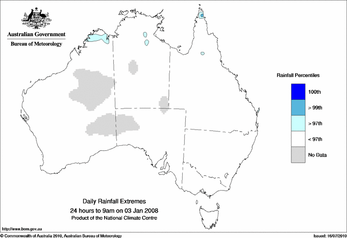 Australian daily rainfall extreme area maps