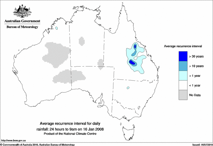 Australian daily rainfall average recurrence interval maps