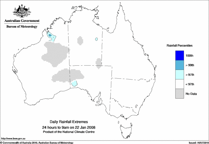 Australian daily rainfall extreme area maps