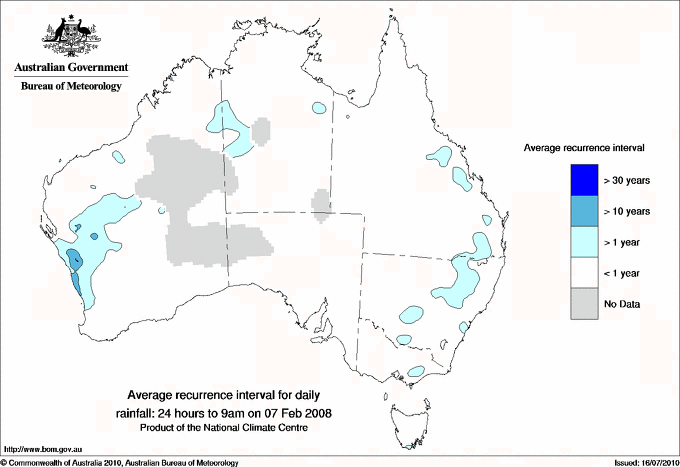 Australian daily rainfall average recurrence interval maps