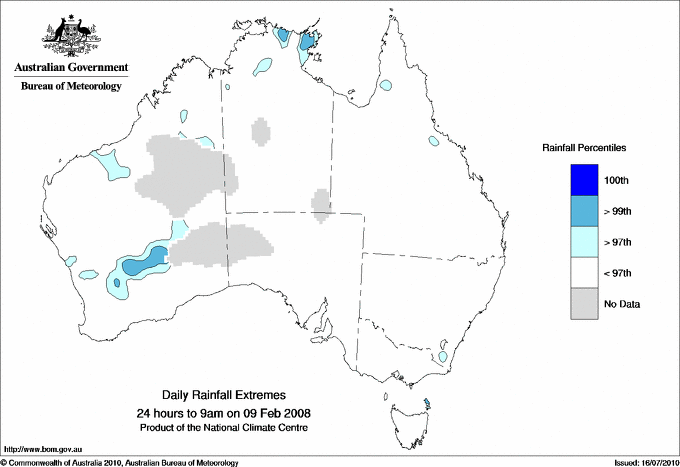 Australian daily rainfall extreme area maps