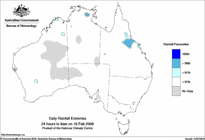 Australian daily rainfall extreme area maps