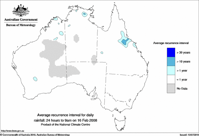 Australian daily rainfall average recurrence interval maps