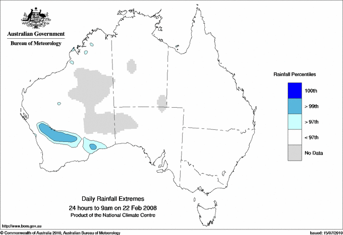 Australian daily rainfall extreme area maps