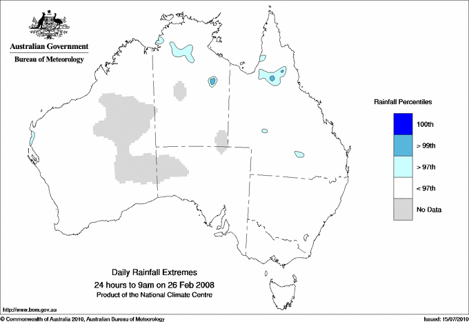 Australian daily rainfall extreme area maps