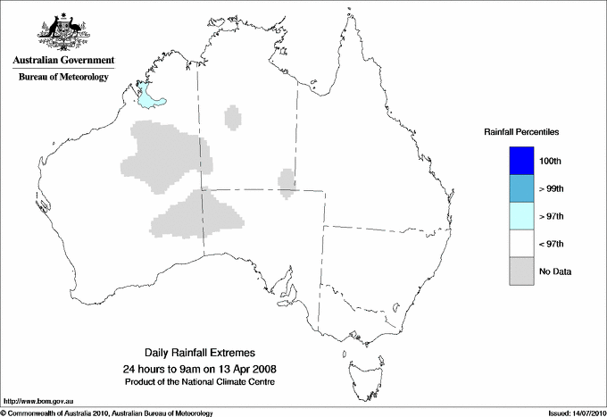 Australian daily rainfall extreme area maps