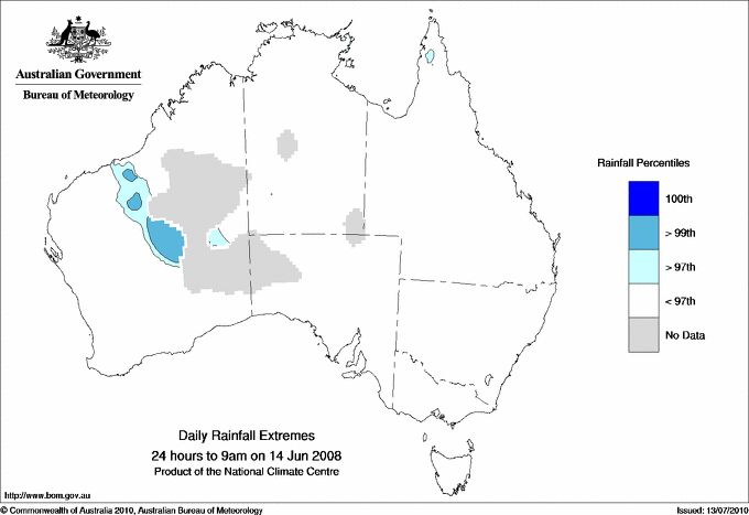 Australian daily rainfall extreme area maps