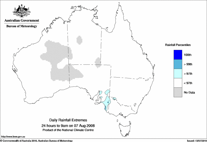 Australian daily rainfall extreme area maps