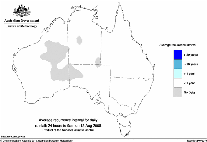 Australian daily rainfall average recurrence interval maps