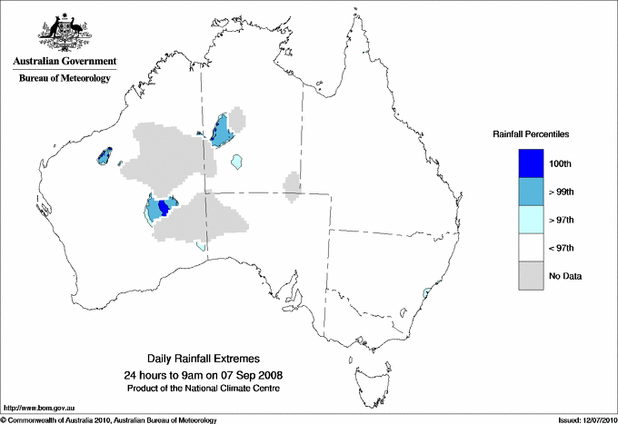 Australian daily rainfall extreme area maps