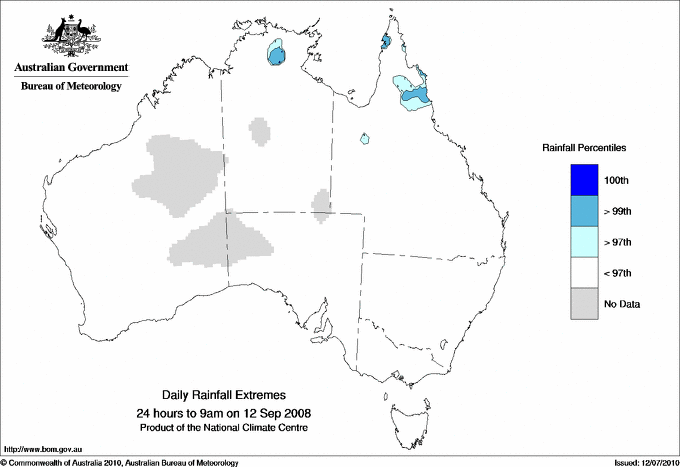 Australian daily rainfall extreme area maps