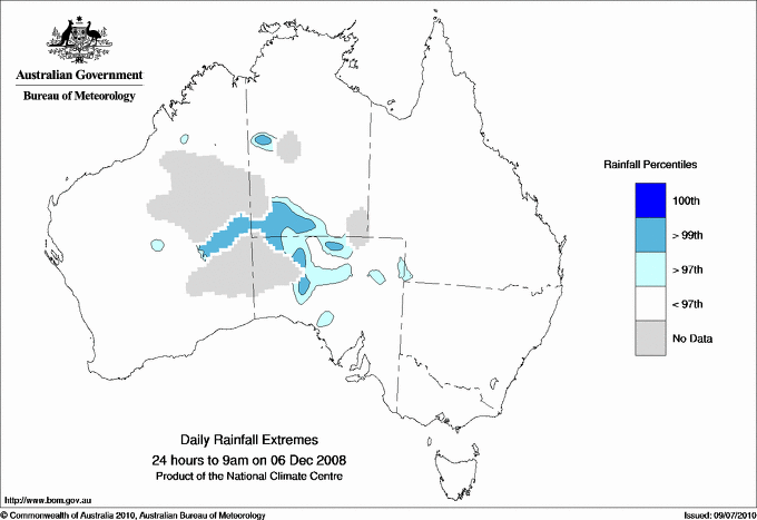 Australian daily rainfall extreme area maps