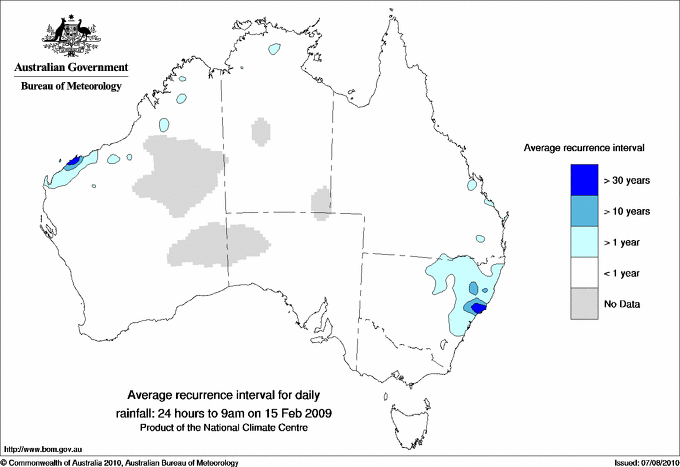 Australian daily rainfall average recurrence interval maps