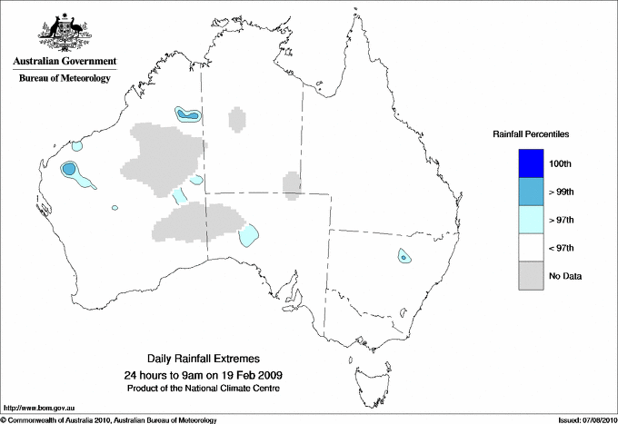 Australian daily rainfall extreme area maps