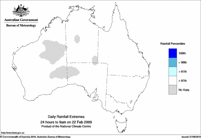Australian daily rainfall extreme area maps