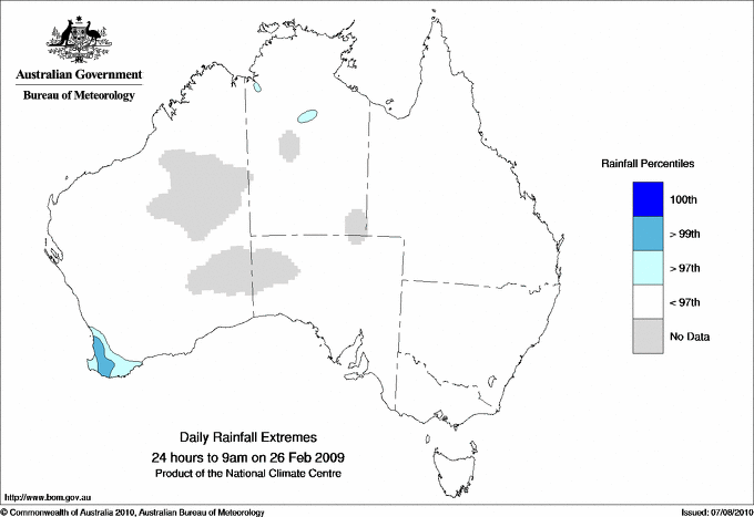 Australian daily rainfall extreme area maps