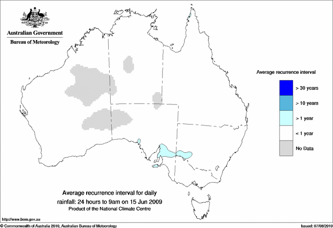 Australian daily rainfall average recurrence interval maps