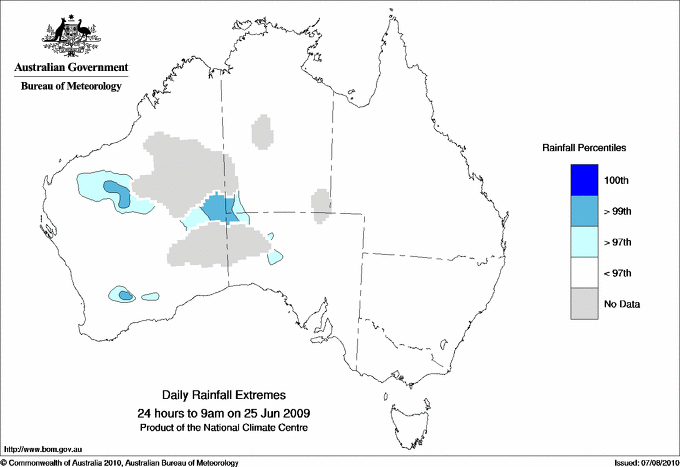 Australian daily rainfall extreme area maps