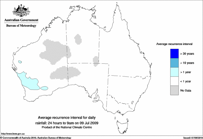 Australian daily rainfall average recurrence interval maps