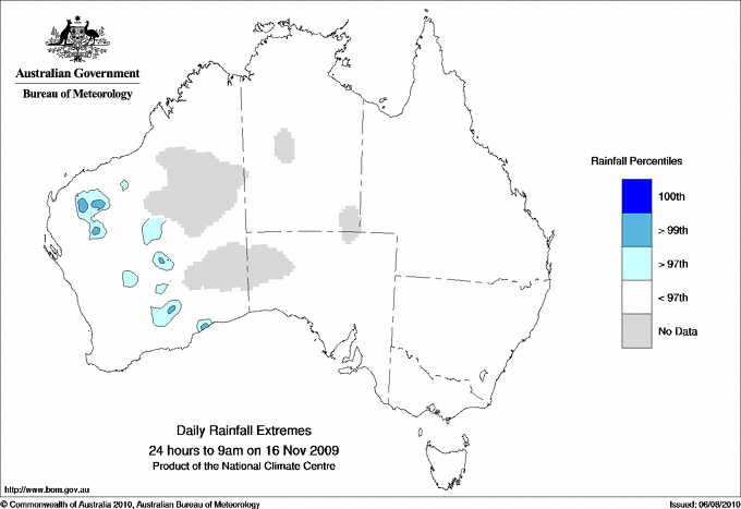 Australian daily rainfall extreme area maps