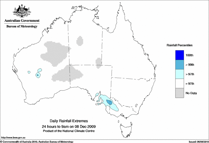 Australian daily rainfall extreme area maps