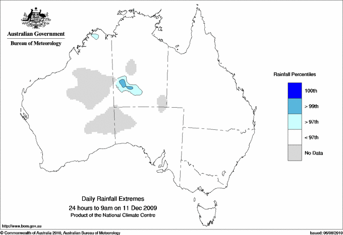 Australian daily rainfall extreme area maps