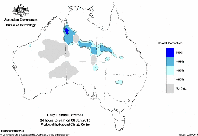 Australian daily rainfall extreme area maps