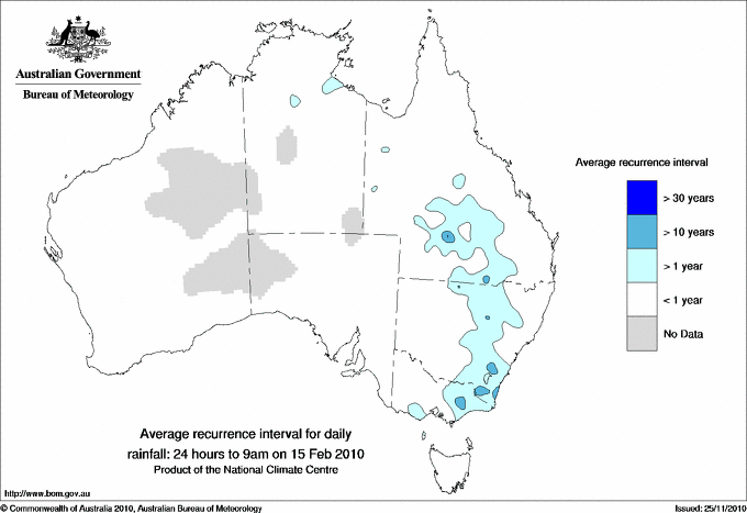 Australian daily rainfall average recurrence interval maps