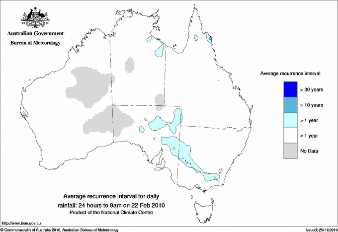 Australian daily rainfall average recurrence interval maps