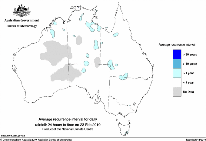 Australian daily rainfall average recurrence interval maps