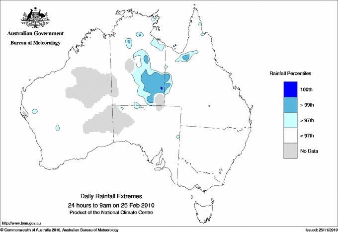Australian daily rainfall extreme area maps