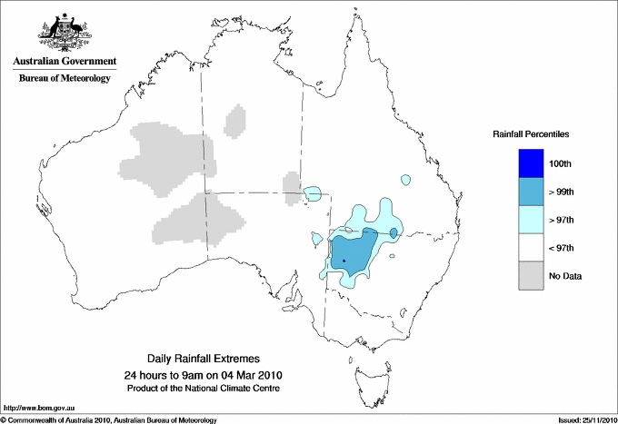 Australian daily rainfall extreme area maps