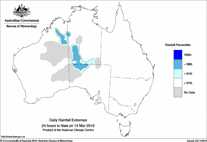 Australian daily rainfall extreme area maps