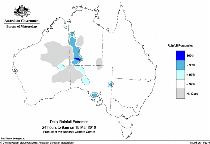 Australian daily rainfall extreme area maps