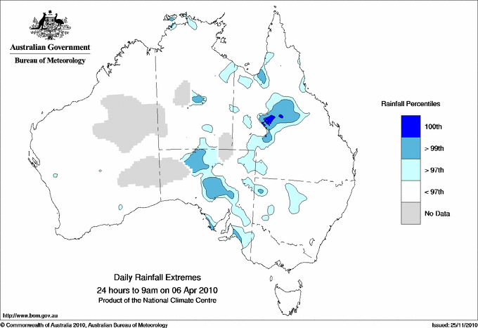 Australian daily rainfall extreme area maps