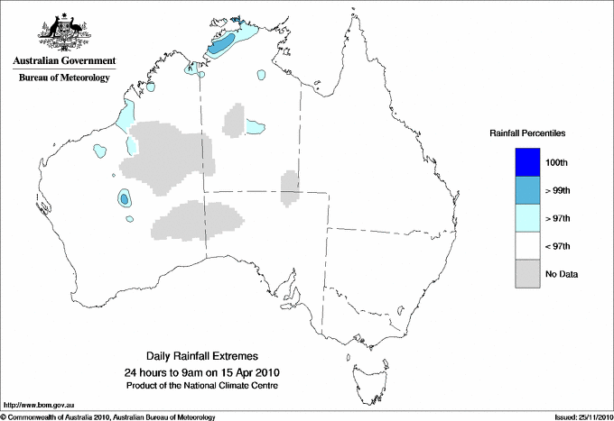 Australian daily rainfall extreme area maps