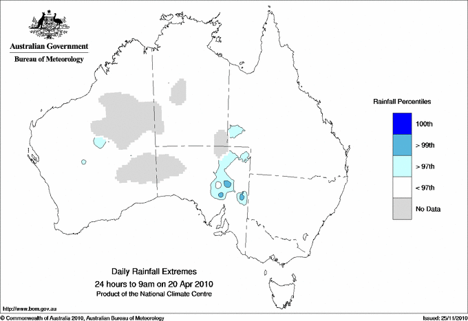 Australian daily rainfall extreme area maps