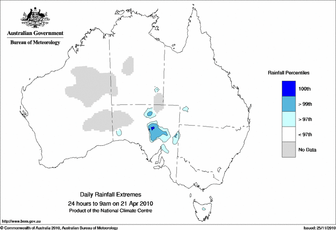 Australian daily rainfall extreme area maps