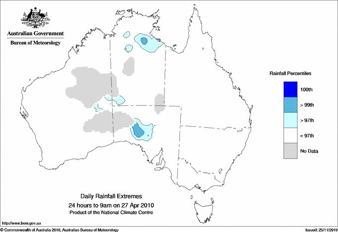 Australian daily rainfall extreme area maps