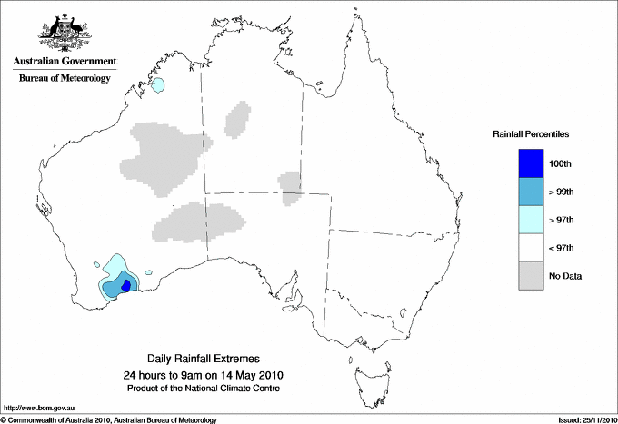 Australian daily rainfall extreme area maps
