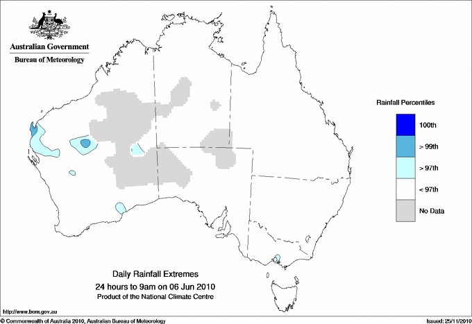 Australian daily rainfall extreme area maps