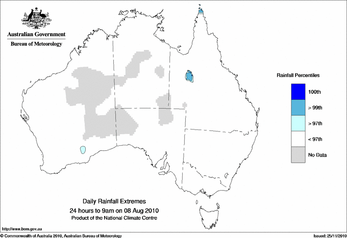 Australian daily rainfall extreme area maps