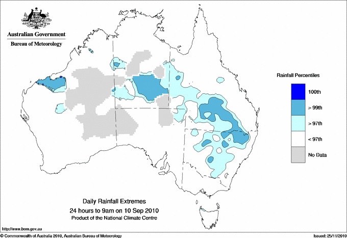 Australian daily rainfall extreme area maps